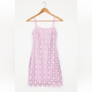 LULUS Floral Lace  Lavender Mini Spring Girly Dress  NWT S